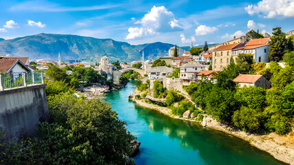Fototapeta na wymiar Neretva river, Mostar, Bosnia and Herzegovina.