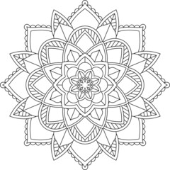 Easy Mandala coloring book simple and basic for beginners, seniors and children. Set of Mehndi flower pattern for Henna drawing and tattoo. Decoration in ethnic oriental, Indian style.