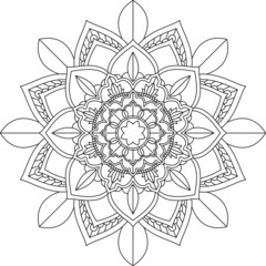 Easy Mandala coloring book simple and basic for beginners, seniors and children. Set of Mehndi flower pattern for Henna drawing and tattoo. Decoration in ethnic oriental, Indian style.