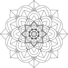 Easy Mandala coloring book simple and basic for beginners, seniors and children. Set of Mehndi flower pattern for Henna drawing and tattoo. Decoration in ethnic oriental, Indian style.