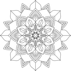 Easy Mandala coloring book simple and basic for beginners, seniors and children. Set of Mehndi flower pattern for Henna drawing and tattoo. Decoration in ethnic oriental, Indian style.