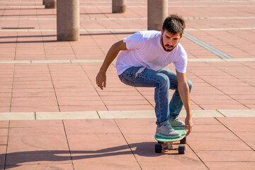Skater with longboard