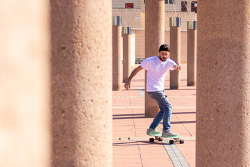 Skater with longboard