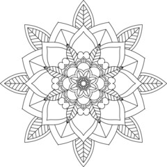 Easy Mandala coloring book simple and basic for beginners, seniors and children. Set of Mehndi flower pattern for Henna drawing and tattoo. Decoration in ethnic oriental, Indian style.