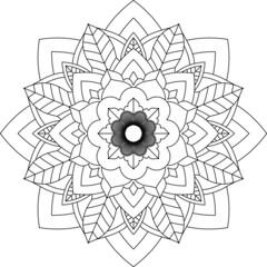 Easy Mandala coloring book simple and basic for beginners, seniors and children. Set of Mehndi flower pattern for Henna drawing and tattoo. Decoration in ethnic oriental, Indian style.
