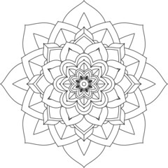 Easy Mandala coloring book simple and basic for beginners, seniors and children. Set of Mehndi flower pattern for Henna drawing and tattoo. Decoration in ethnic oriental, Indian style.