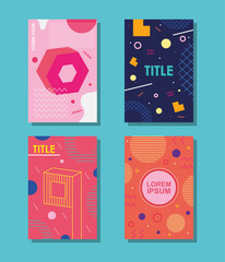 icon set of Colorful memphis designs