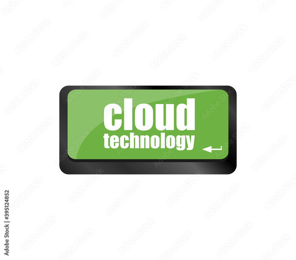 Poster connect to cloud concept on button of the keyboard key. cloud technology