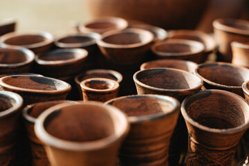 Handmade onchard products on the market counter.