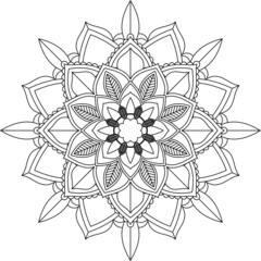 Easy Mandala coloring book simple and basic for beginners, seniors and children. Set of Mehndi flower pattern for Henna drawing and tattoo. Decoration in ethnic oriental, Indian style.