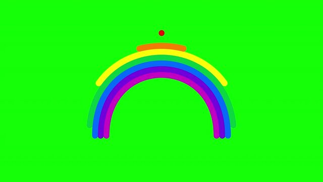 Animation of the appearance of rainbow from the balls. Motion of rainbow way for hope and wish generate the mood of optimism. Animated Weather Icon. Summer symbol. Template for design.Alpha chanel, 4K