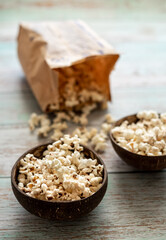 Microwave popcorn. Homemade popcorn concept