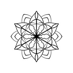 Mandala oranment. Coloring book page. Ethnic decorative element. Hand drawn background.