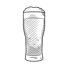 alcoholic drinks concept, beer glass icon, sketch style
