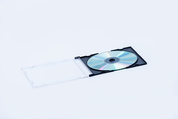 Compact disc, CD inside its plastic case isolated on white background