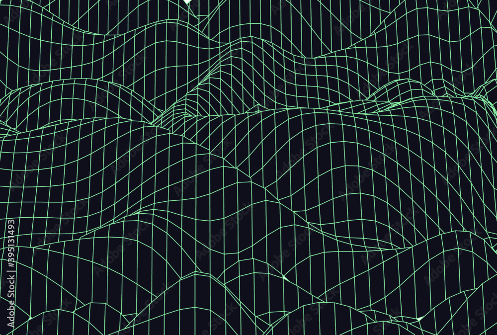 Aufkleber synthwave landscape with infinite laser grid. retro 80's and 90's style aesthetics.
