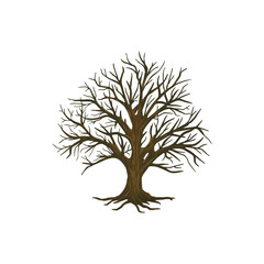 Root or tree, tree of life vector symbol with a circle shape. Beautiful illustration of isolated white background