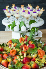 Social events reception; tasty snacks for guests at the reception.