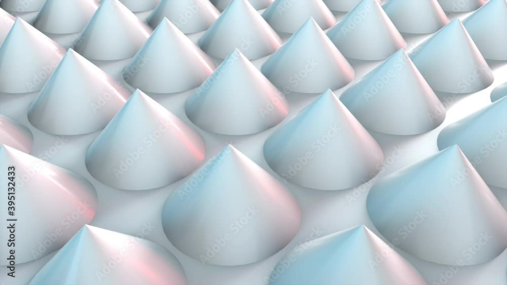 Aufkleber surface with numerous repeating cones, isometric background, modern computer generated 3d rendering 
