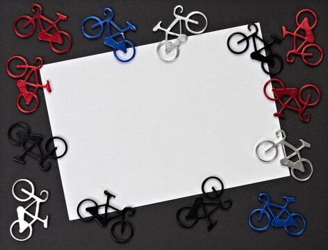 Fototapeta White frame with bicycles.