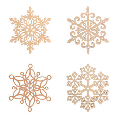 Set of beautiful decorative snowflakes on white background