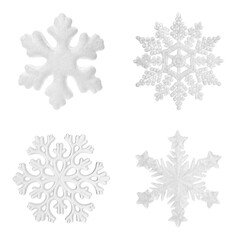 Set of beautiful decorative snowflakes on white background