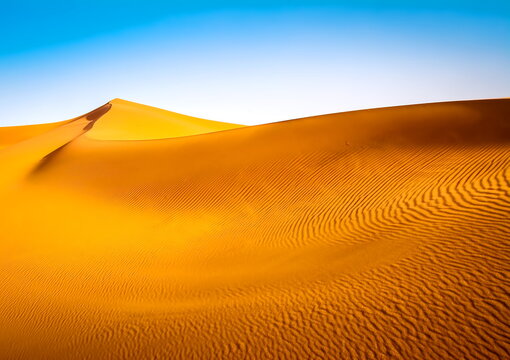 Amazing view of sand dunes in the Sahara Desert. Location: Sahara Desert, Merzouga, Morocco. Artistic picture. Beauty world. © olenatur