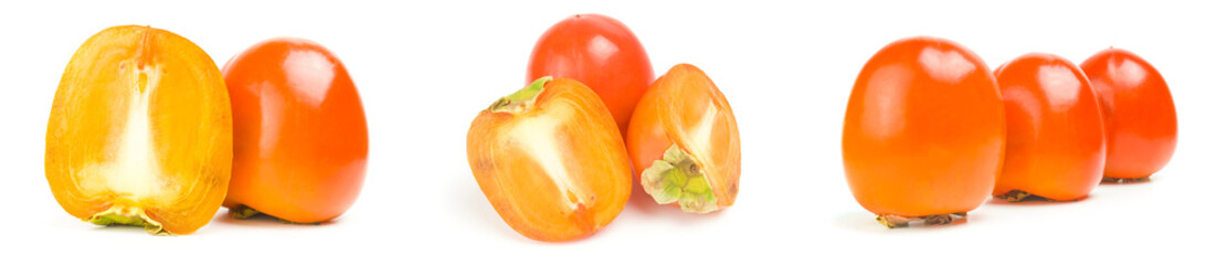 Collage of persimmon isolated on a white background