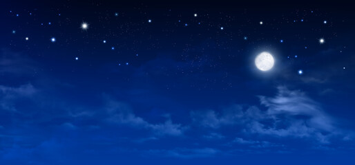 Obraz na płótnie Canvas Magic night, starry sky and moon