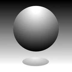 Eine über dem Boden schwebende dreidimensionale Kugel mit Schatten vor einem Hintergrund mit Farbverlauf