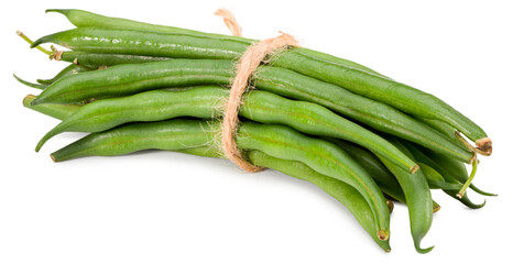 green beans isolated on white background. Clipping path and full depth of field
