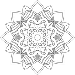 Easy Mandala coloring book simple and basic for beginners, seniors and children. Set of Mehndi flower pattern for Henna drawing and tattoo. Decoration in ethnic oriental, Indian style.