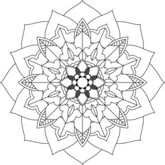 Easy Mandala coloring book simple and basic for beginners, seniors and children. Set of Mehndi flower pattern for Henna drawing and tattoo. Decoration in ethnic oriental, Indian style.