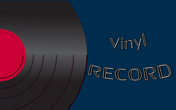 Musical audio is an old vintage retro hipster antique vinyl record and an inscription vinyl record on the background of the 50's, 60's, 70's, 80's, 90's and copy space. illustration