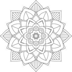 Easy Mandala coloring book simple and basic for beginners, seniors and children. Set of Mehndi flower pattern for Henna drawing and tattoo. Decoration in ethnic oriental, Indian style.