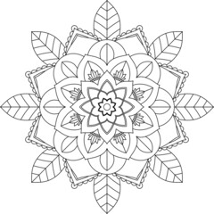 Easy Mandala coloring book simple and basic for beginners, seniors and children. Set of Mehndi flower pattern for Henna drawing and tattoo. Decoration in ethnic oriental, Indian style.