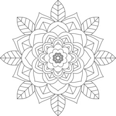 Easy Mandala coloring book simple and basic for beginners, seniors and children. Set of Mehndi flower pattern for Henna drawing and tattoo. Decoration in ethnic oriental, Indian style.