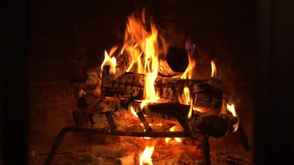 Fire in a fireplace