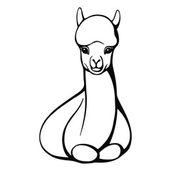 Hand drawn funny lama. Black and white drawing vector. Cute illustration for your design and coloring books and pages. © Viktoria