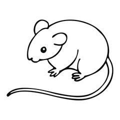 Cute mouse, hand drawn vector illustration isolated on white. New year and christmas illustration. For coloring books and pages.