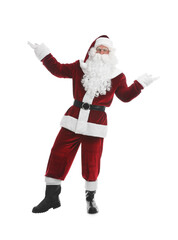 Full length portrait of Santa Claus on white background