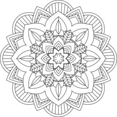 Easy Mandala coloring book simple and basic for beginners, seniors and children. Set of Mehndi flower pattern for Henna drawing and tattoo. Decoration in ethnic oriental, Indian style.