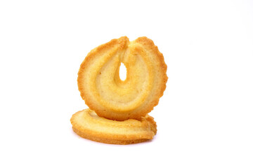 Butter cookies arrangement in "U You" alphabet, isolated on white background