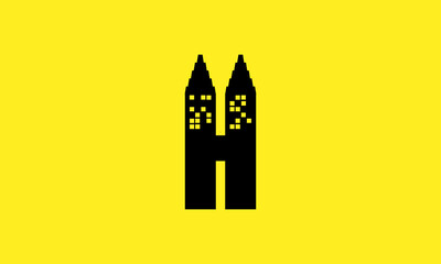 H Twin Tower Logo Design 