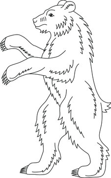 Heraldry. Hand drawn rising bear vector image. Black and white stock illustration for coloring books and pages.