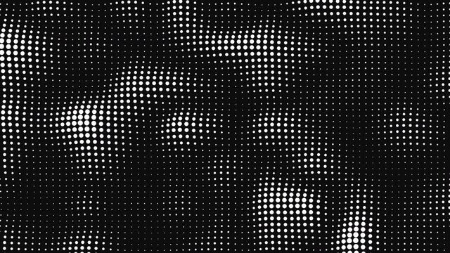 Halftone fractal noise motion background. Moving dots seamless loop