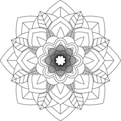 Easy Mandala coloring book simple and basic for beginners, seniors and children. Set of Mehndi flower pattern for Henna drawing and tattoo. Decoration in ethnic oriental, Indian style.