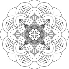 Easy Mandala coloring book simple and basic for beginners, seniors and children. Set of Mehndi flower pattern for Henna drawing and tattoo. Decoration in ethnic oriental, Indian style.