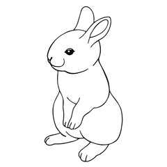 Hand drawn vector rabbit isolated on white background. Black and white stock illustration.