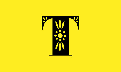 T flower logo design 
